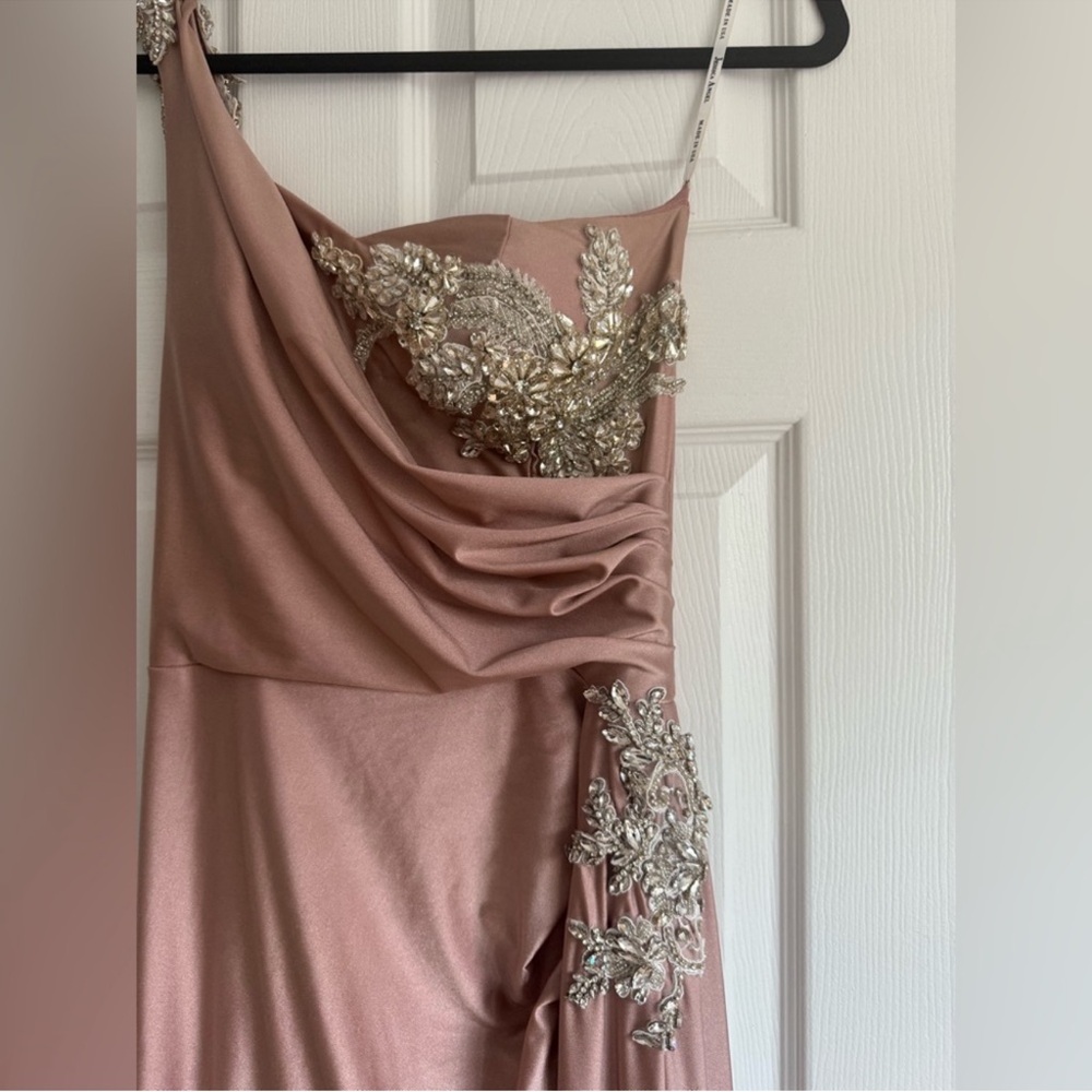 Elegant Pink Gown with Silver Embellishments